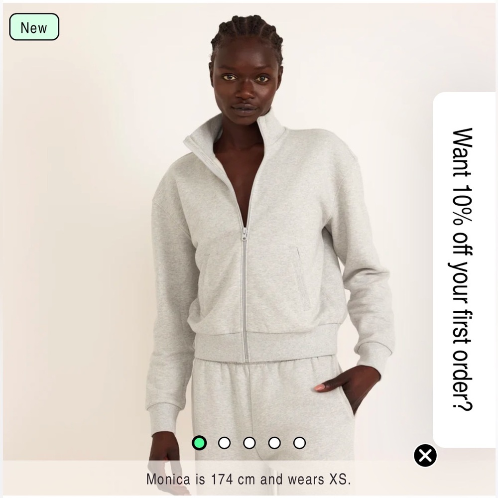 NWT ORGANIC BASICS WEEKEND TRACK JACKET - GREY, MED